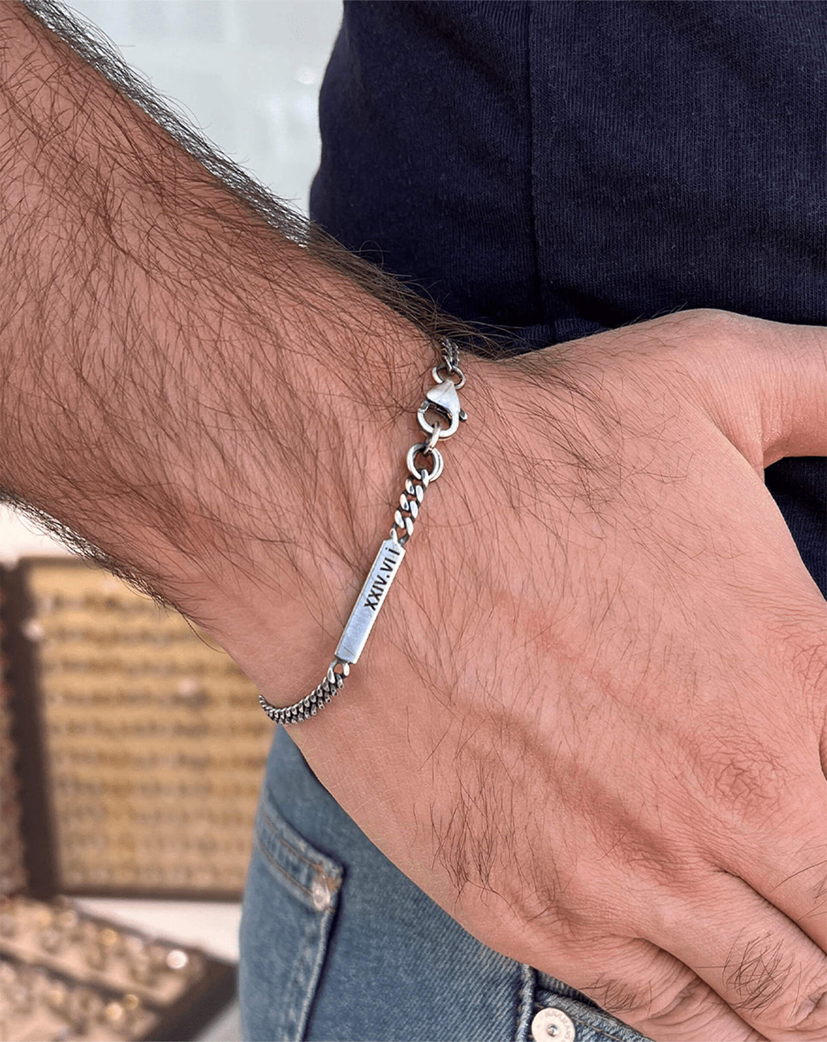 Romen Rakamlı Gümüş Bileklik KB700608G_2