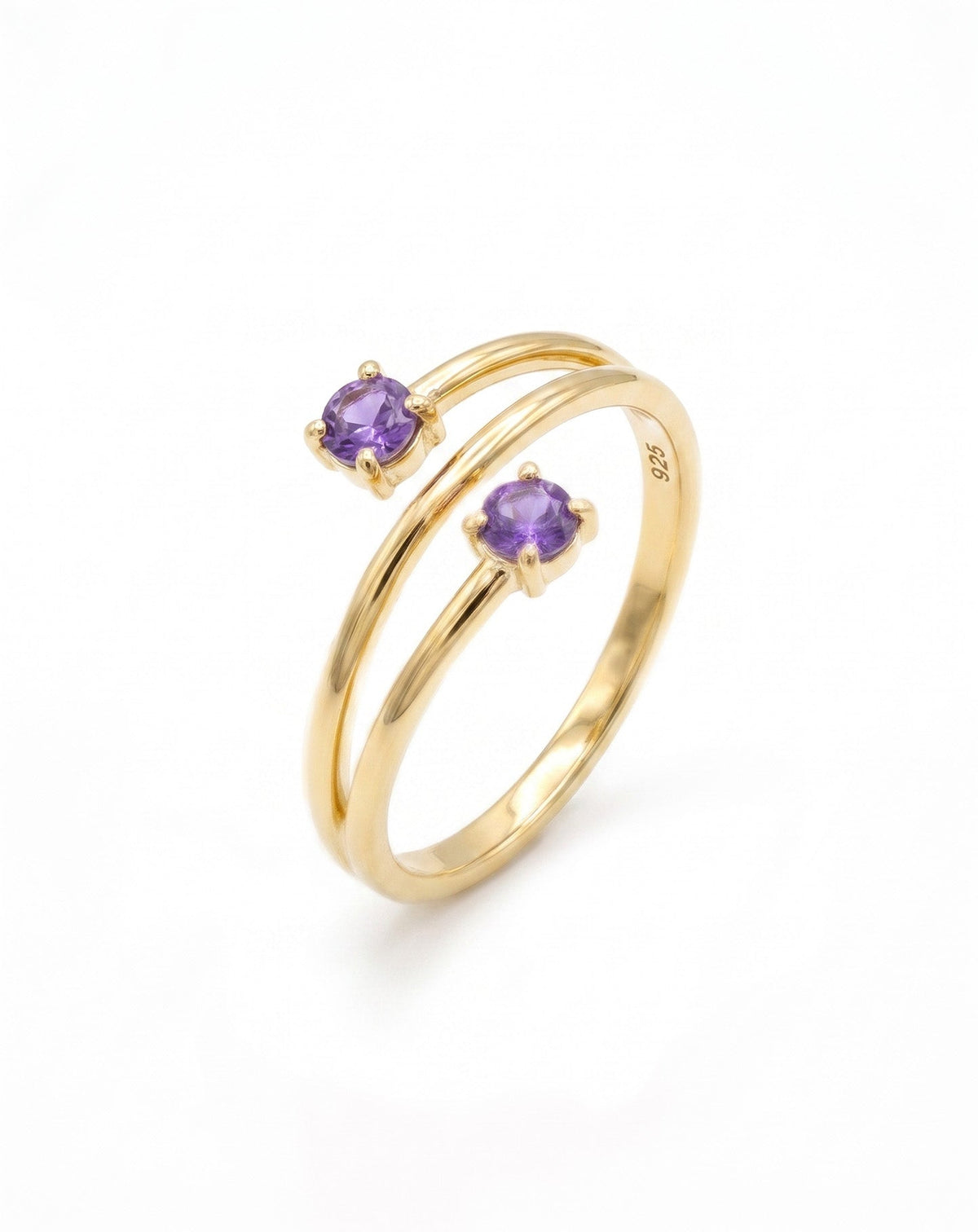 Twin Violet Minimal Gümüş Yüzük YZ700115AA