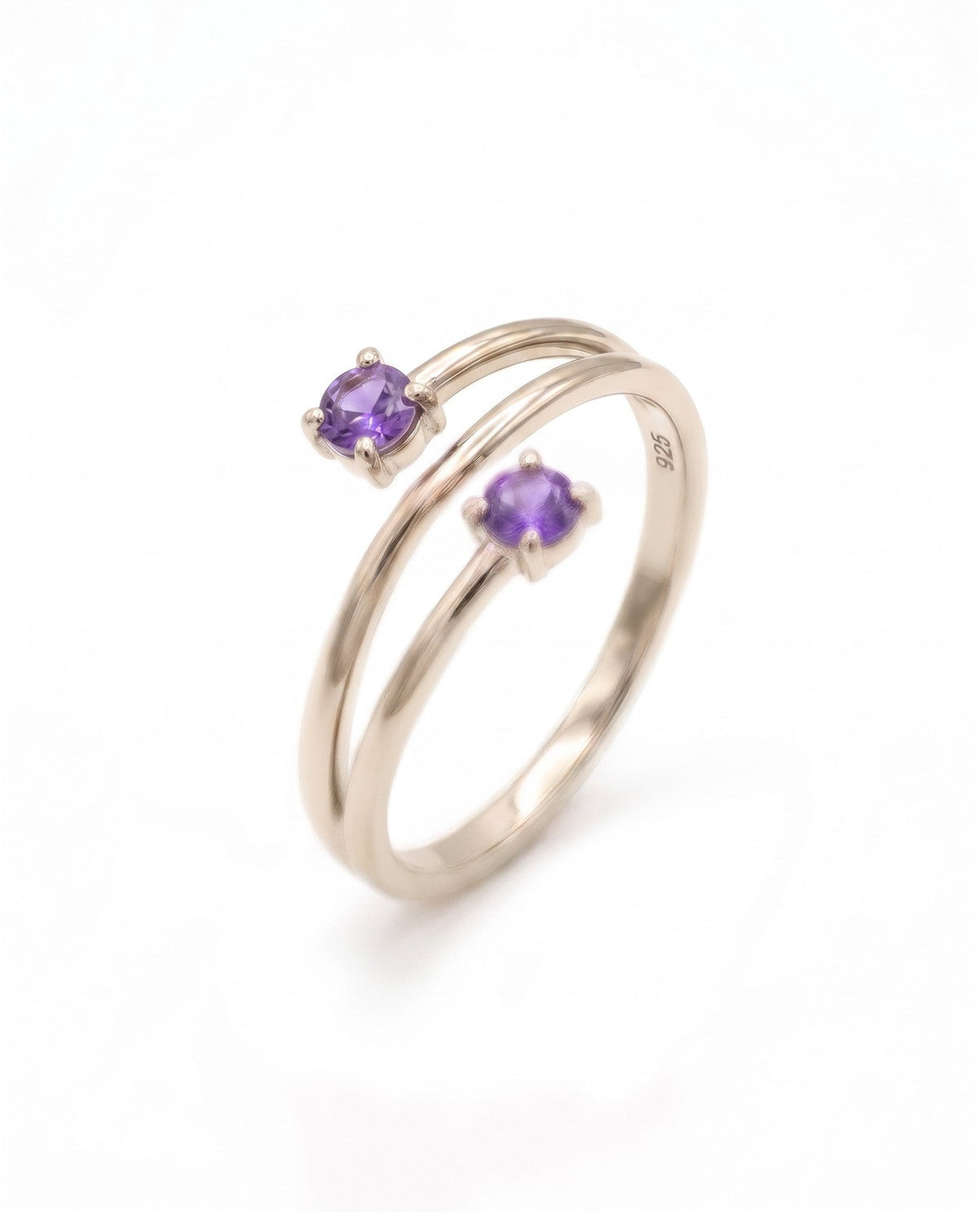 Twin Violet Minimal Gümüş Yüzük YZ700115GA